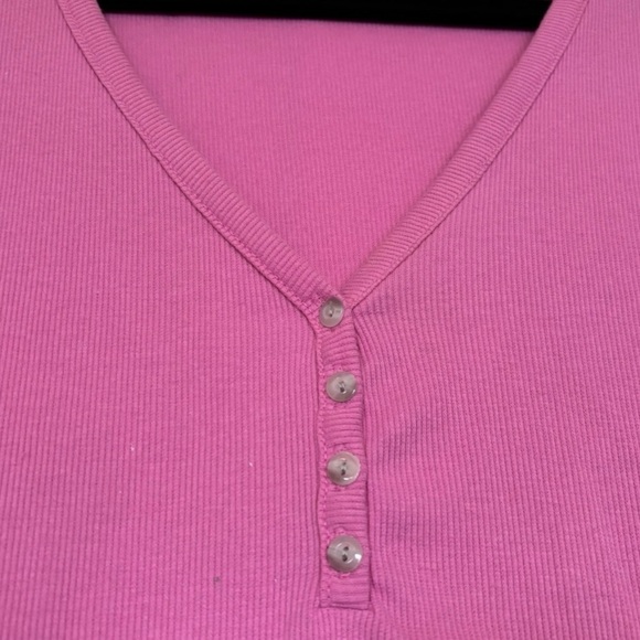 Gap Pink Short Sleeved Ribbed Button Shirt Size XL - Picture 4 of 5